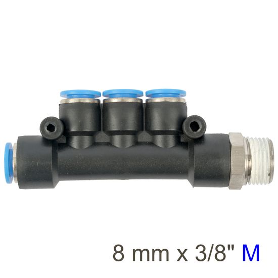 AIRCRAFT Pu Hose Fitting Manifold 4 X 8mm Port X 3/8'm